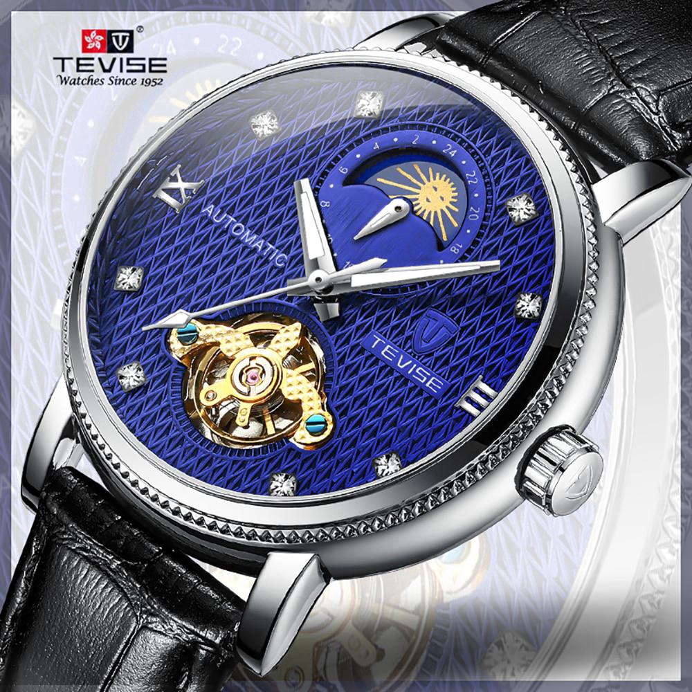 TEVISE T612 Luminous Automatic Mechanical Watches with Leather Strap