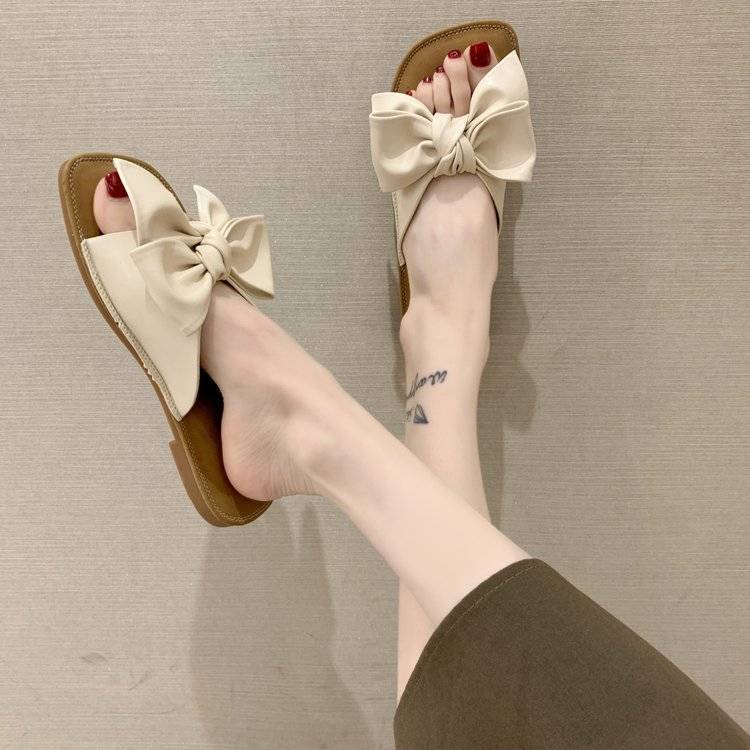 Dép Đế Mềm Chống Trượt Đính Nơ Thời Trang Cho Nữ