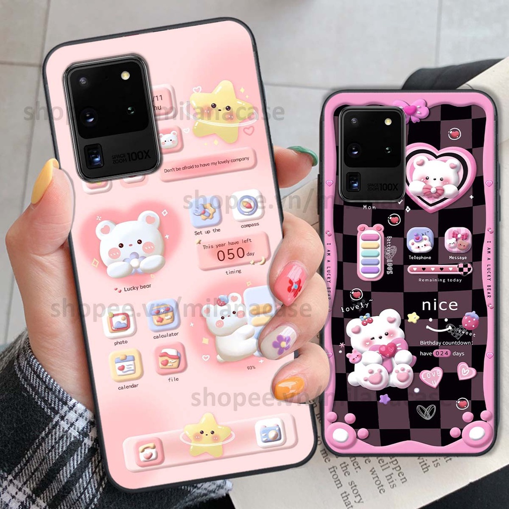 Ốp Samsung S20 Ultra hình đồng hồ icon gấu mèo cute cực dễ thương ngộ nghĩnh