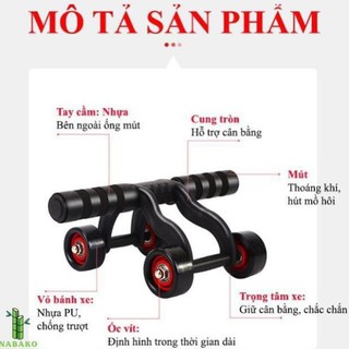 Con lăn tập cơ bụng 4 bánh cao cấp