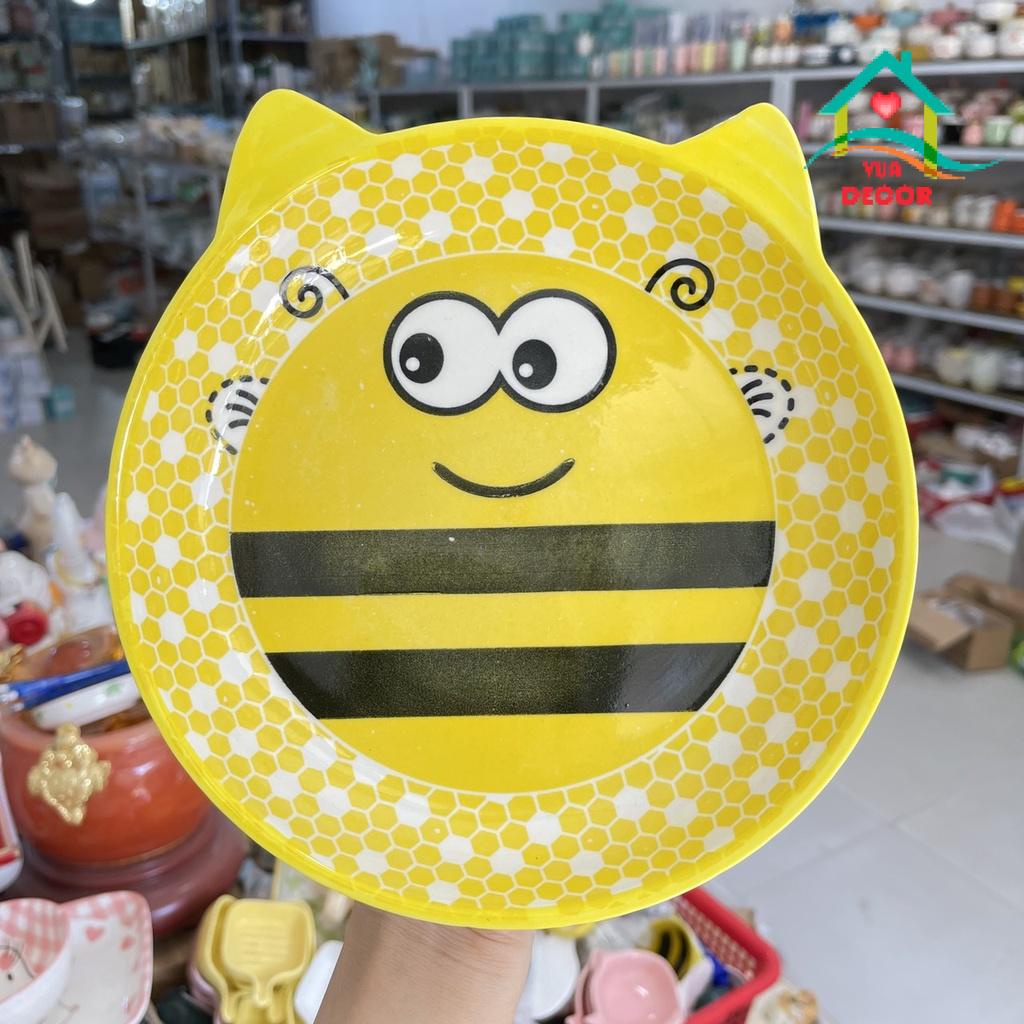 Bộ Bát Đĩa Decor Bé Trai Màu Vàng Chén Dĩa Dễ Thương Tô Sứ 15 món Cute V-01