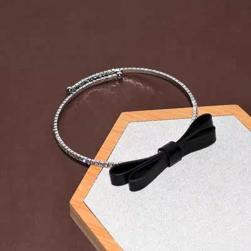 Choker đính đá thắt nơ - Vòng cổ đính đá thắt nơ đen