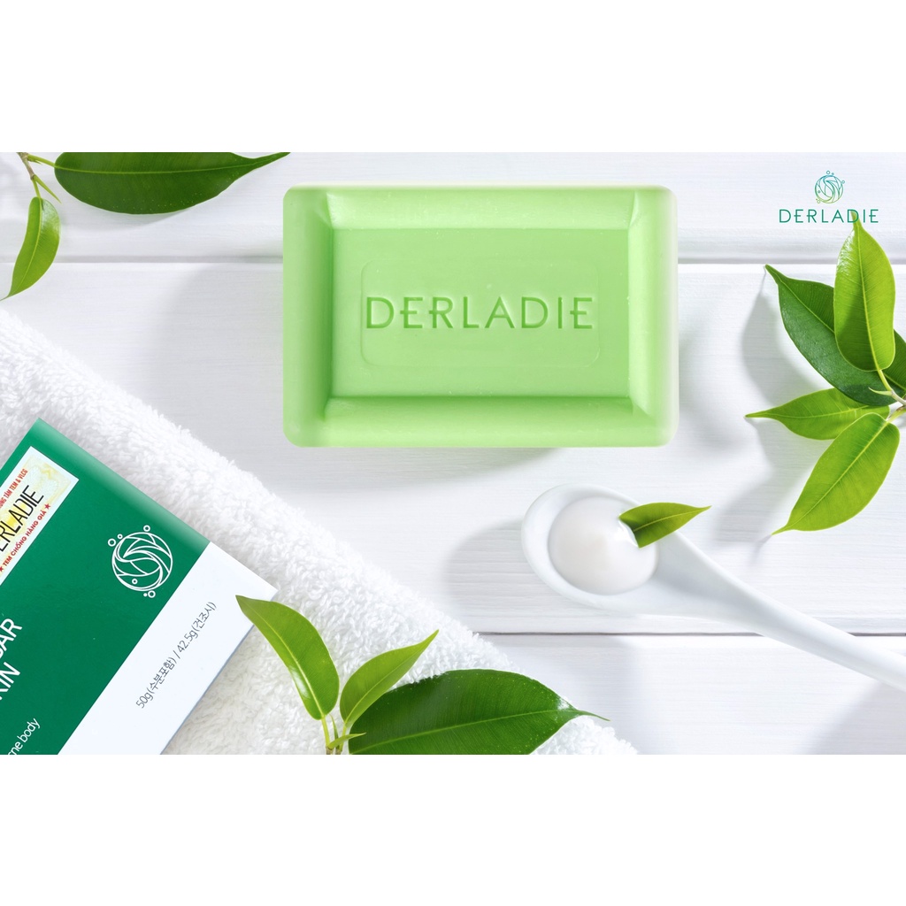 Xà Phòng Giảm Mụn Cơ Thể Derladie Body Cleansing Bar For Blemish Skin 50g, Bông tắm tạo bọt Derladie