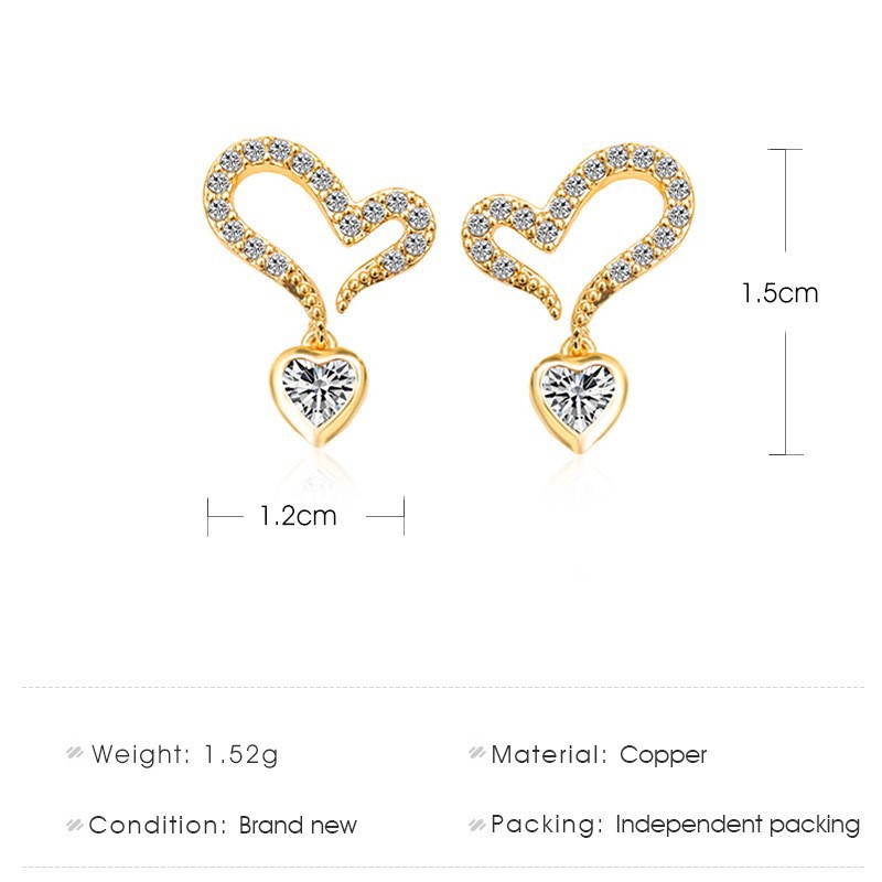 Lovely Silver 925 Heart Shaped Earrings With Stone For Women