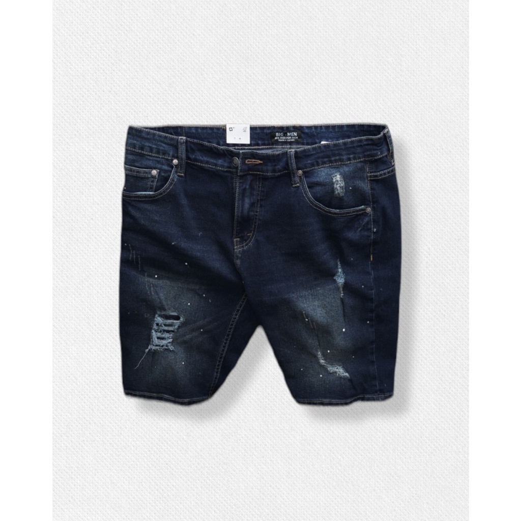 Quần short jean nam bigsize 80kg -130kg - xanh đậm rách, rách chấm