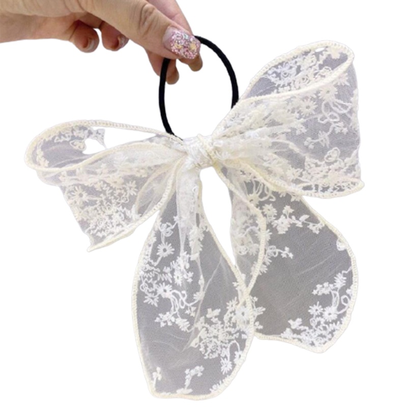 Dây Buộc Tóc Vải Ren Lưới Mềm Mại Thắt Nơ Xinh Xắn