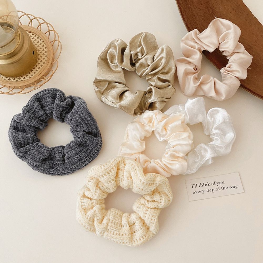 Set 7 dây buộc tóc vải nhung co giãn phong cách Hàn Quốc đơn giản cho nữ