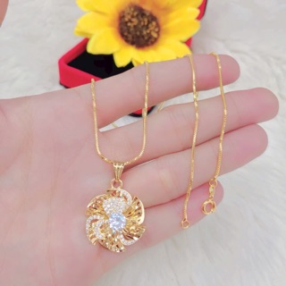 Dây chuyền nữ mặt hoa xoáy màu vàng 18 cực xinh