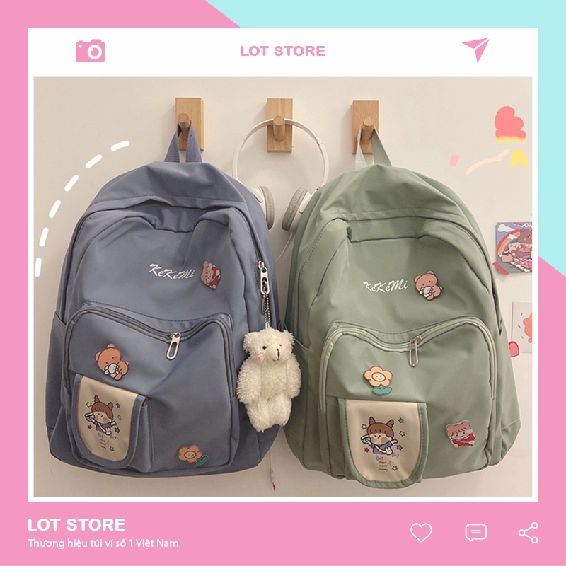 Balo nữ giá rẻ đi học thời trang cao cấp cá tính cute dễ thương BL98 ( không móc khóa gấu )