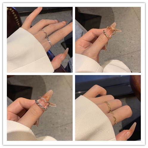 Cod Qipin Bộ 2 Nhẫn Mở Nhẹ Thiết Kế Đơn Giản Tinh Tế Đơn Giản Cho Nữ