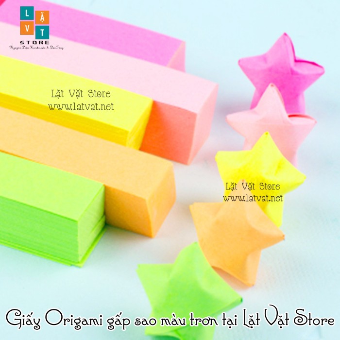 90 tờ giấy gấp sao đơn sắc, màu tuỳ chọn - Origami paper Star - Handmade - Điều ước