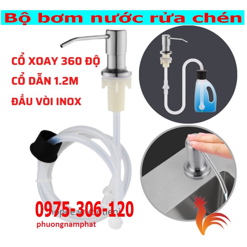 [CÓ DÂY NỐI DÀI 1m2] Bộ Đầu Bơm Hút Dầu Rửa Bát Xà Bông Nước Rửa Chén Tiện Lợi Có Vòi Dẫn Ống Dài 1.2 Mét