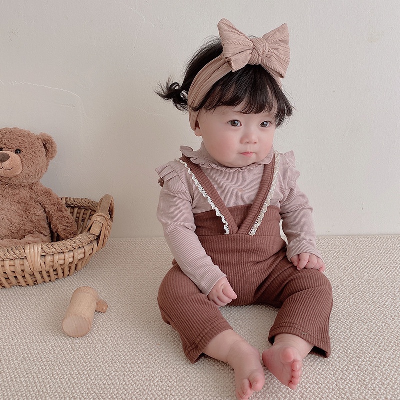Áo Thun Tay Dài Cổ Xếp Ly Dễ Thương Phong Cách Hàn Quốc Cho Bé Gái