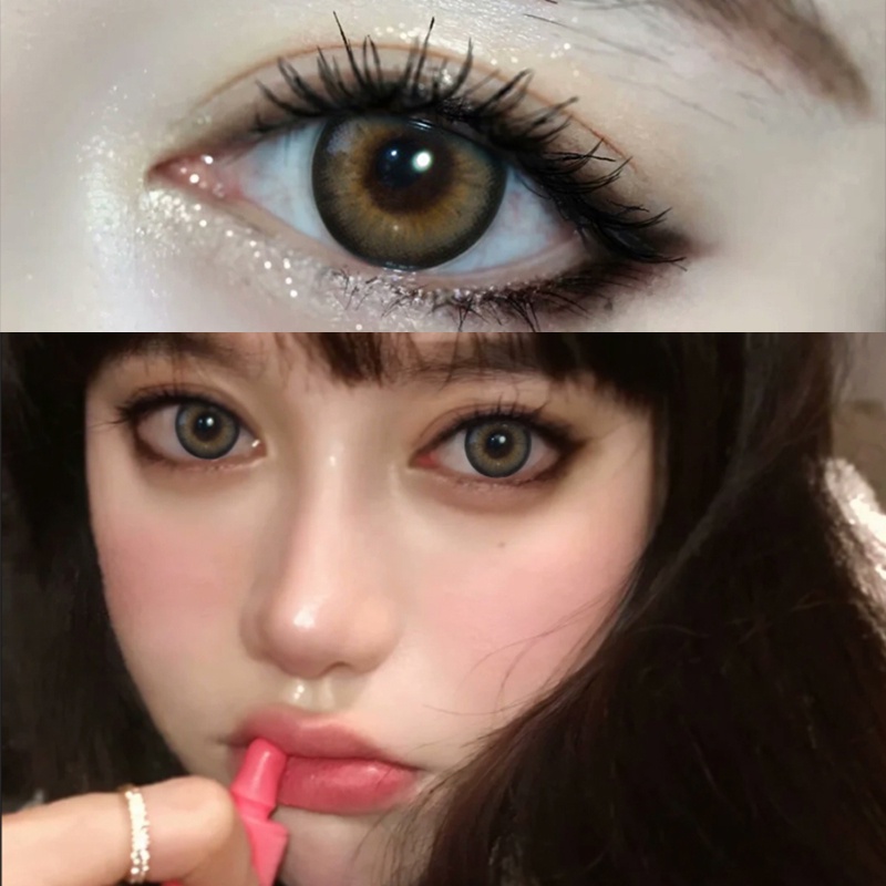 KSSEYE Kính áp tròng Tự nhiên Hàn Quốc 2 miếng Kính áp tròng màu nâu Silicone Hydrogel Dễ thương học sinh hàng ngày