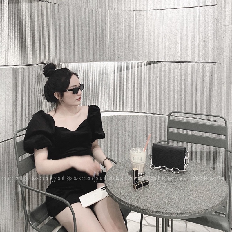 Đầm thiết kế tay phồng xẻ tà nơ - LADY DRESS