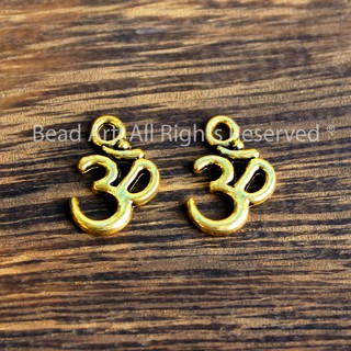 Set 2 Charm Treo Chữ Om Màu Vàng Đồng, Charm Yoga, Làm Vòng Tay, Trang Sức