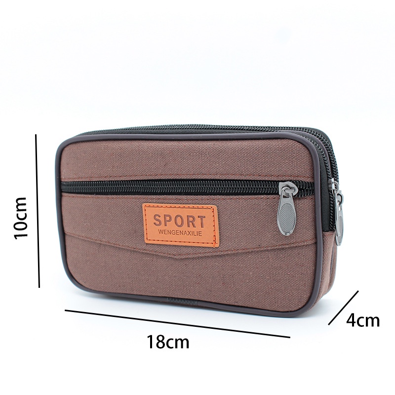 Túi Đeo Thắt Lưng Vải Canvas Kích Thước 7 inch Có Khóa Kéo Dùng Đựng Tiền Xu Hàng Mới