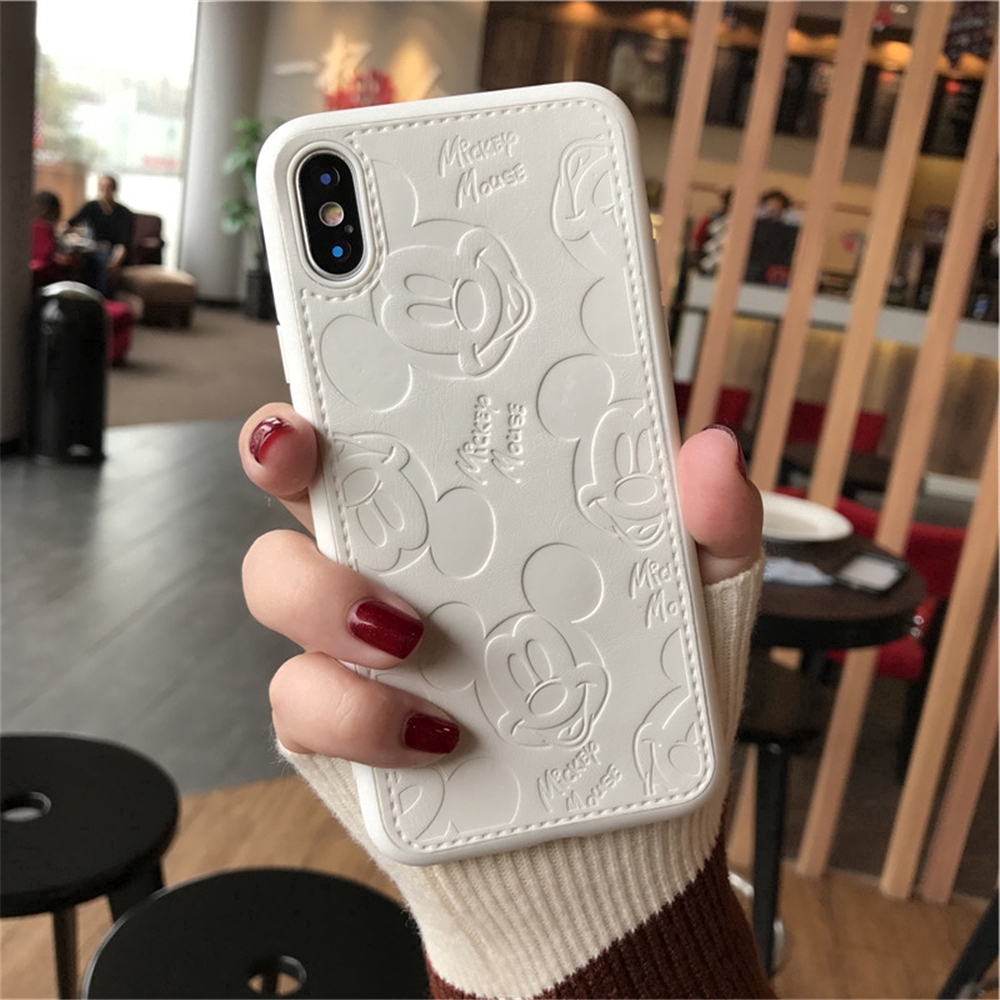 Vỏ PU bằng da mềm Cartoon Brand Disney Mickey Minnie  3D PU Leather +TPU Shockproof phone case iPhone 11 Pro Max 7 8 6 6S Plus XS Max X XR Cover Casing