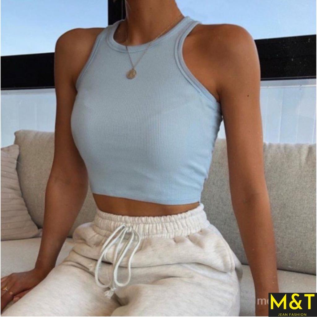 Áo croptop len tăm sát nách thời trang nữ , thun tăm cổ tròn 3 lỗ nữ ulzzang | BigBuy360 - bigbuy360.vn