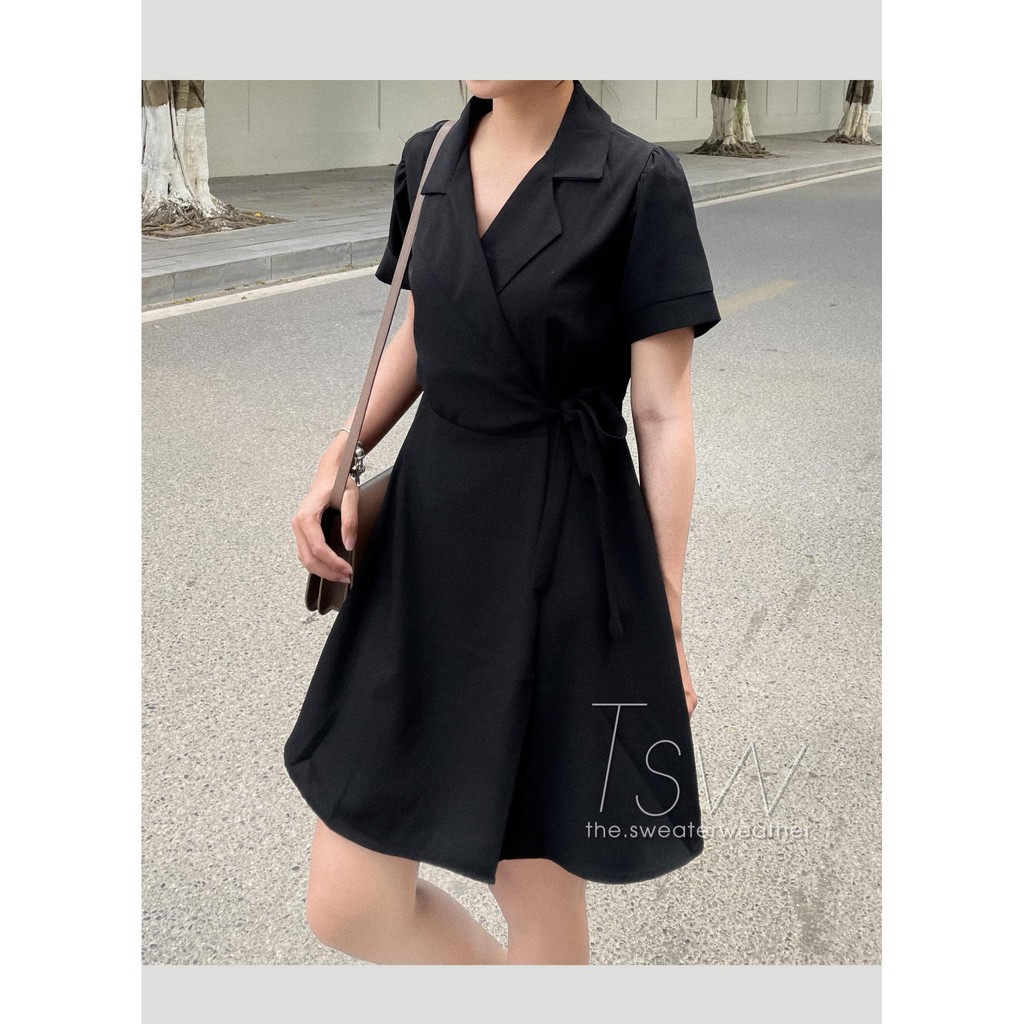 Váy cổ vest buộc vạt chéo tôn dáng (Ảnh thật) | BigBuy360 - bigbuy360.vn