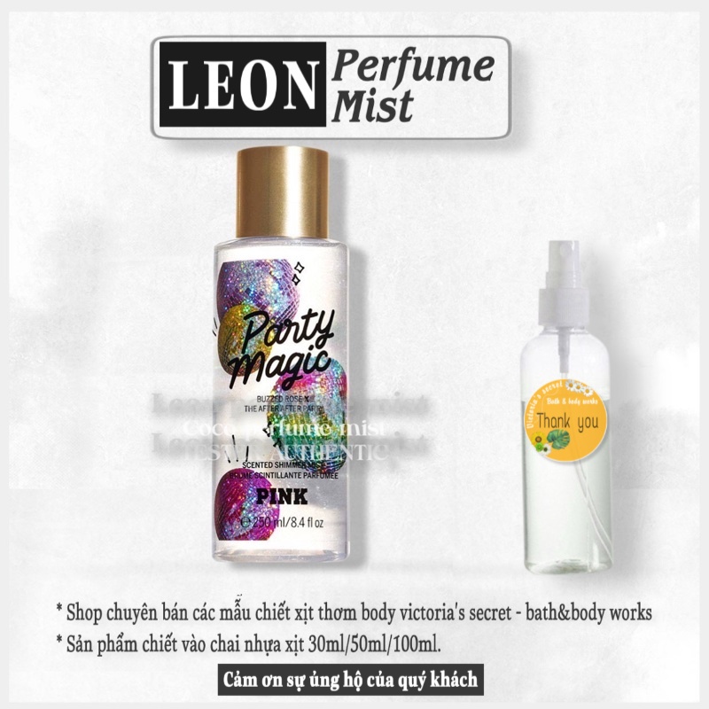 💎LEON💎 Xịt Thơm Nhũ Kim Victoria's Secret PINK Party Magic Scented - 𝐦𝐚̂̃𝐮 𝐭𝐡𝐮̛̉ 𝟑𝟎𝐦𝐥/𝟓𝟎𝐦𝐥
