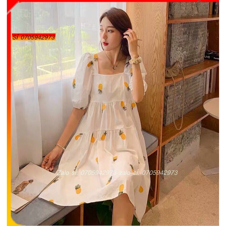 Đầm babydoll Đầm Trái Cây Đầm Xoè Tầng đầm dâu dứa