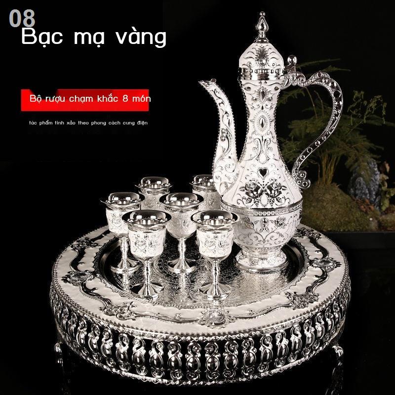 Bộ rượu cao cấp mạ vàng, ly rượu, bình ngâm ấm chén tử sa, gia dụng phong cách Châu Âu, quà tặng hay