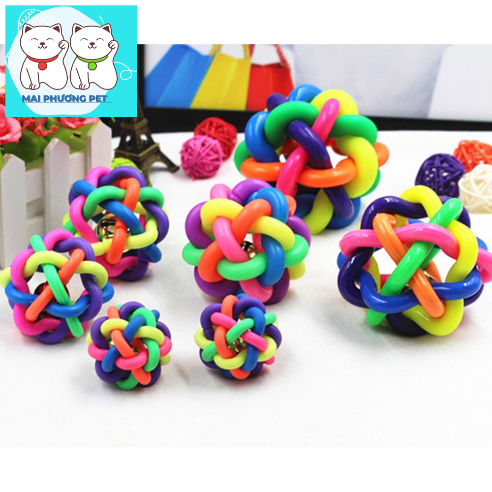 ￼[FREESHIP] Bóng Cao Su Đồ Chơi Nhiều Màu Dành Cho Chó Mèo Có Chuông - (Bóng 7 sắc kèm chuông)