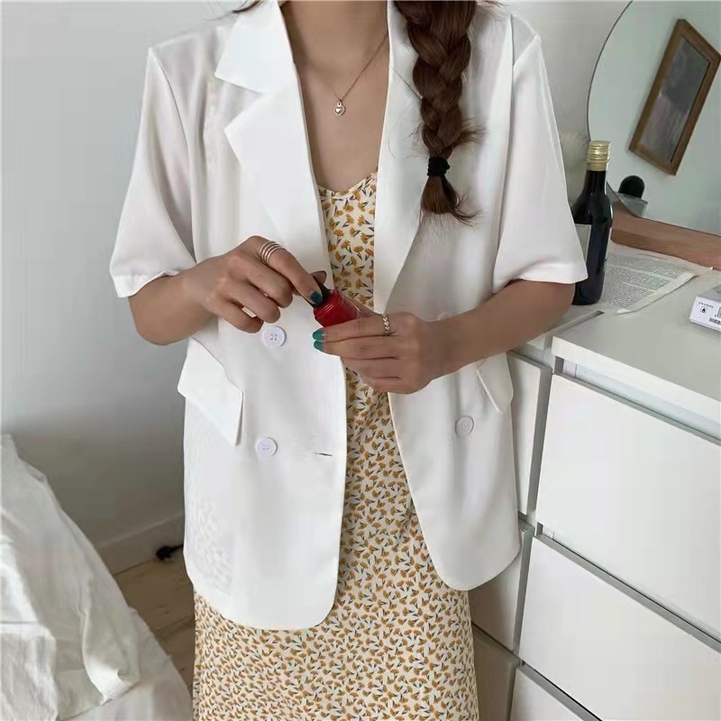 Áo Khoác Blazer Tay Ngắn Khoác Ngoài 1 Lớp Phong Cách Hàn Quốc - BLA22058
