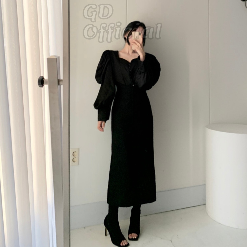 A4|Áo sơ mi nữ cổ vuông nữ tay phồng xếp lớp nhiều nút dáng croptop ngắn chất lụa satin mềm mại trắng, đen GD Official