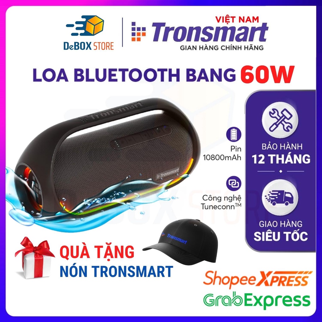 【Giao Hỏa Tốc】Loa bluetooth Tronsmart BANG 60W, Đèn led RGB, Công nghệ TuneConn, SoundPulse, 8 hiệu ứng EQ - Chính hãng