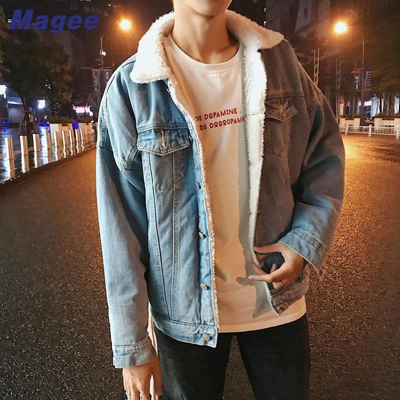 Magee Áo Khoác denim Lót Lông Cừu Giữ Ấm Thời Trang Trẻ Trung Cho Nam
