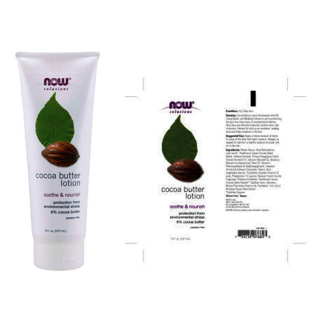 Now Solutions Cocoa Butter Lotion - Kem Dưỡng Da Toàn Thân, chiết xuất từ Bơ Ca-Cao Chai 237 ml