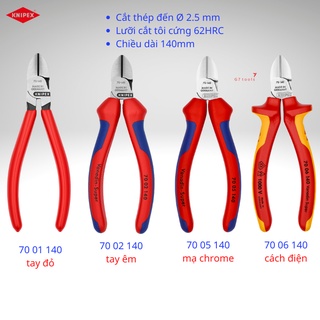 Kìm Cắt Knipex Diagonal Chiều Dài 140mm: Lưỡi Cắt Tôi 62HRC & Gồm 4 Phiên Bản - Made in Germany