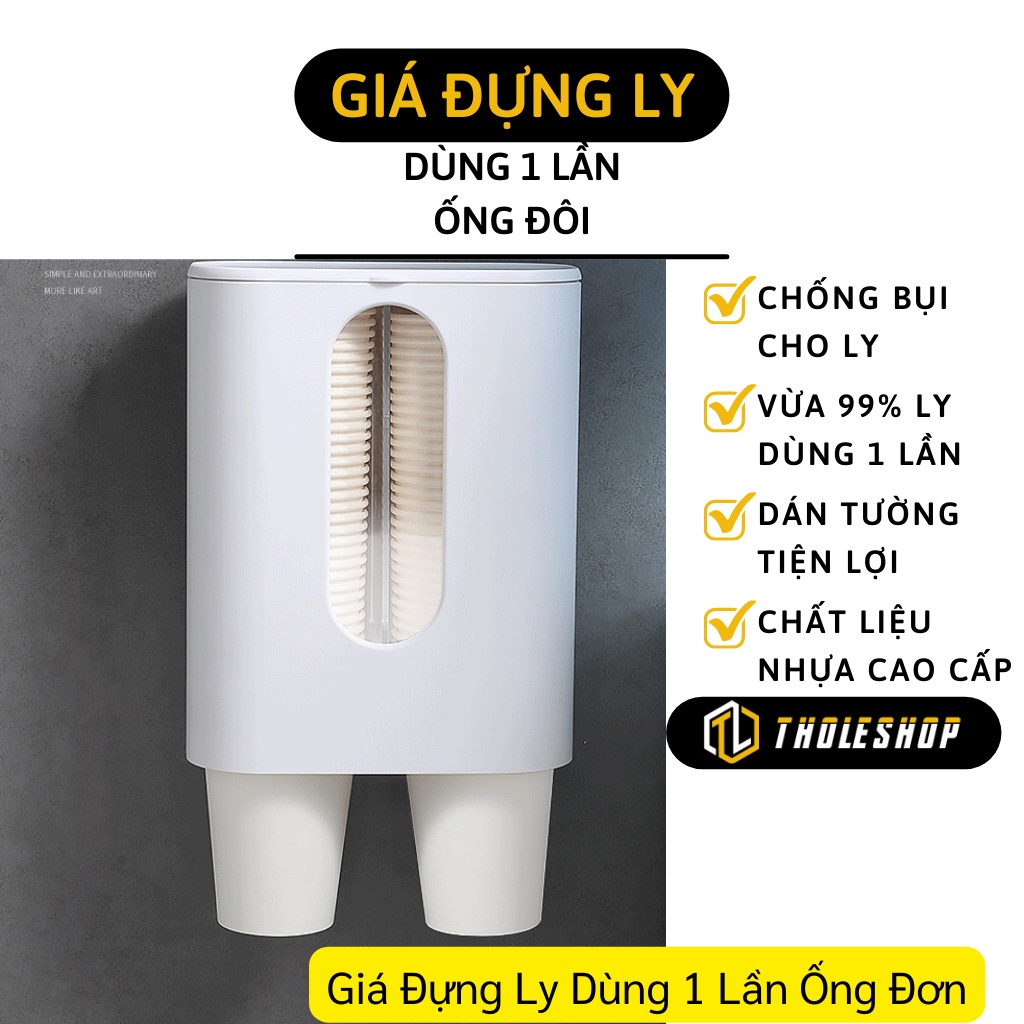 Hộp Đựng Ly, Cốc Nhựa Dùng 1 Lần Ống Rút Ly Đôi Basic Tiện Lợi Dán Tường Vừa 99% Loại Ly 9535