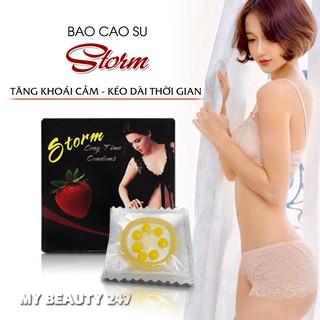 Combo 5 Hộp Bcs STORM - 7 Bi Lớn, Hương Dâu Bi Lớn Kich Thích Mạnh Mẽ Cho Phái Nữ, Tăng Khoái Cảm