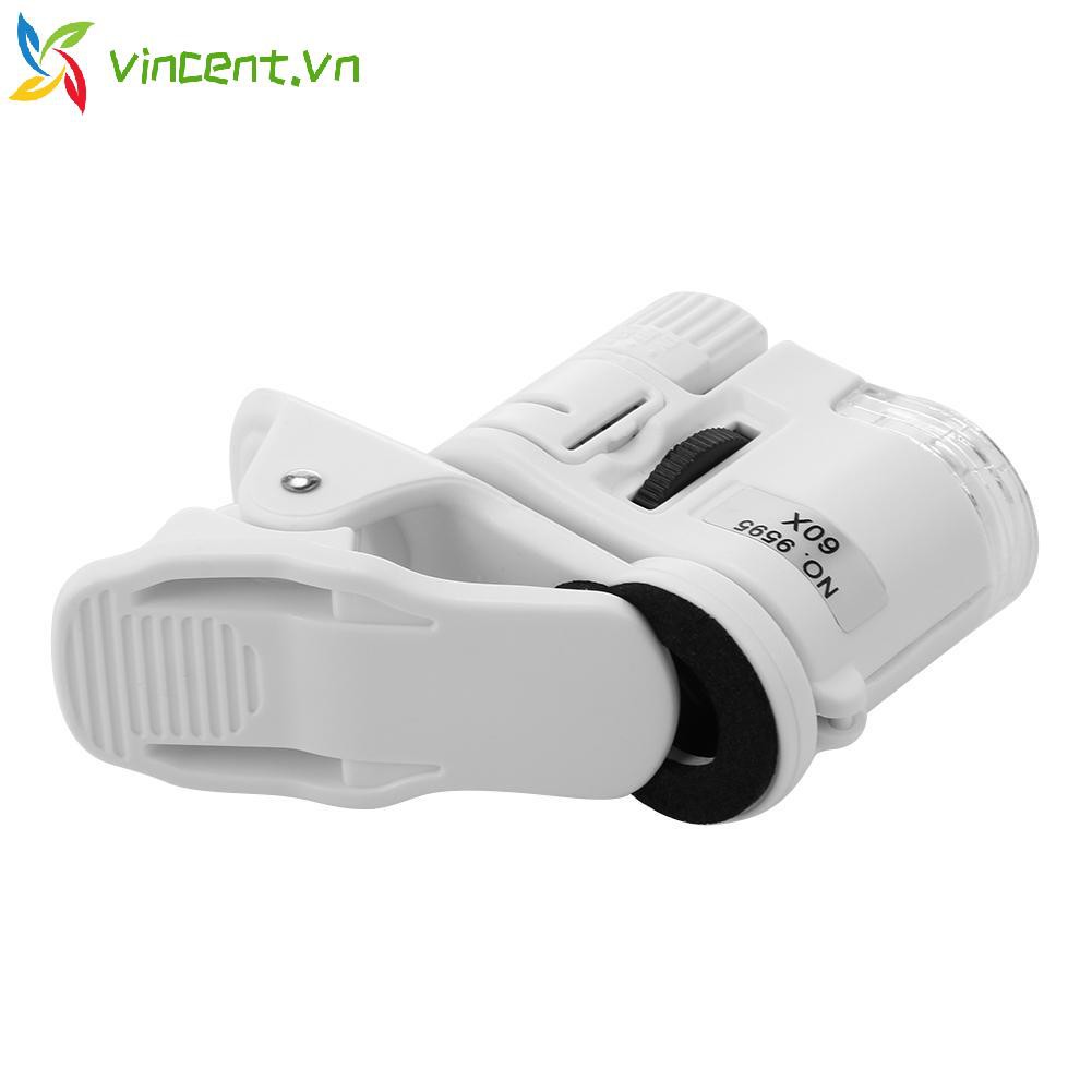 Ống Kính Hiển Vi 60x Kẹp Camera Điện Thoại Có Đèn Led