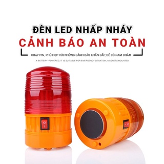 Đèn cảnh báo công trình thi công, đèn led cảnh báo tín hiệu sử dụng pin, đế có nam châm