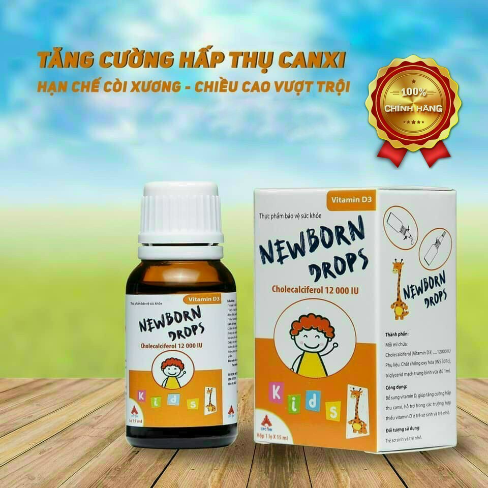 Vitamin D3 cho bé- NewBorn Drops bổ sung Vitamin D và tăng cường hấp thụ calci cho trẻ sơ sinh và bé