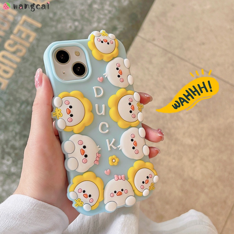 Ốp Điện Thoại Silicon Dẻo Họa Tiết Hoa/ Vịt/ Nơ Dễ Thương Cho iPhone 13 12 11 Pro Max XS Max XR X 7 8 6 6s Plus