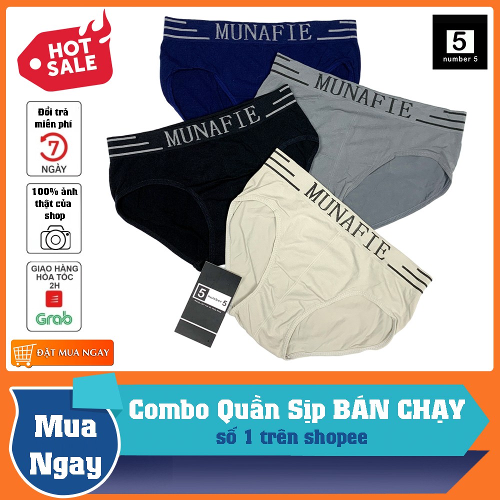 COMBO 4 Quần Sịp Quần Lót Nam Tam Giác Munafie Cao Cấp [4TM]