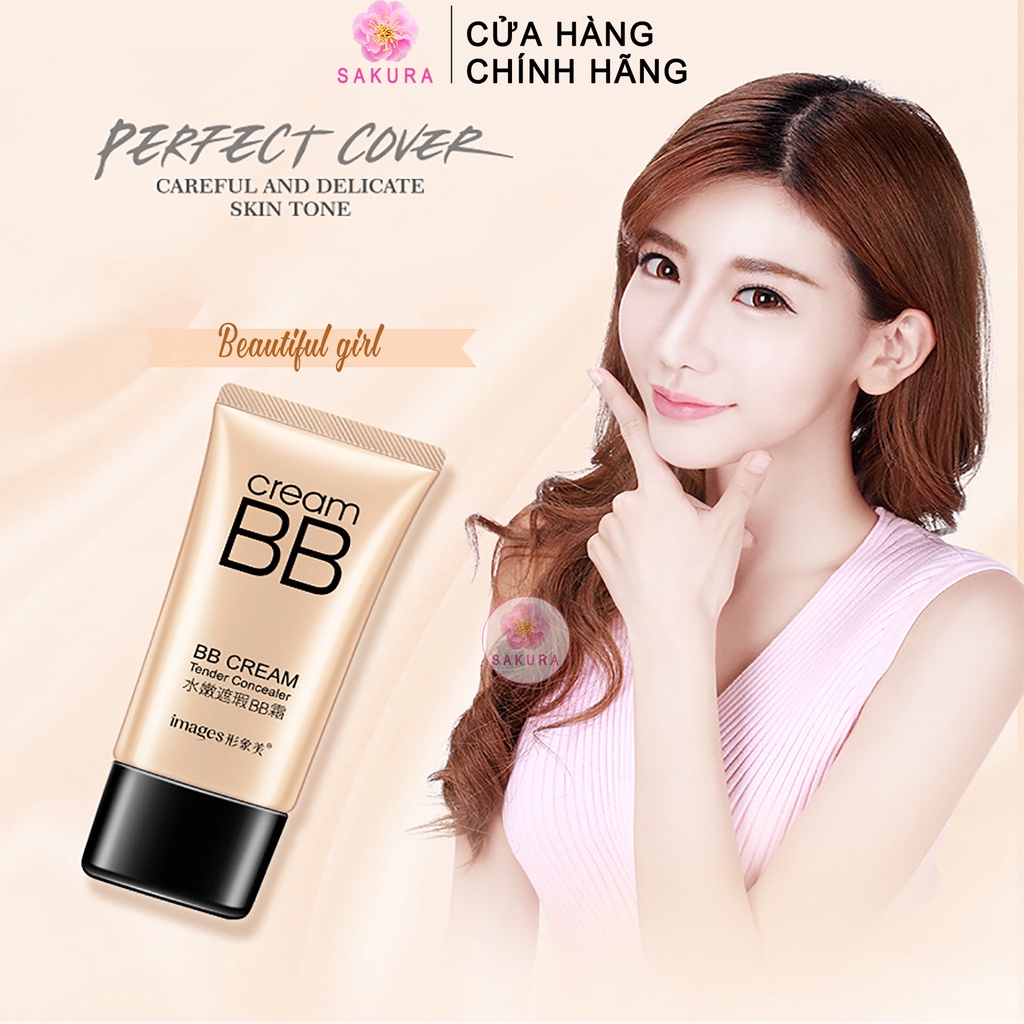 Kem nền BB CREAM IMAGES che khuyết điểm dưỡng ẩm trắng da makeup mịn màng đa năng nội địa trung SAKURA 40g