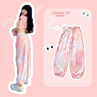 Set thể thao loang  Áo croptop ôm body kèm quần Jogger loang dáng rộng ống bo màu hồng cam