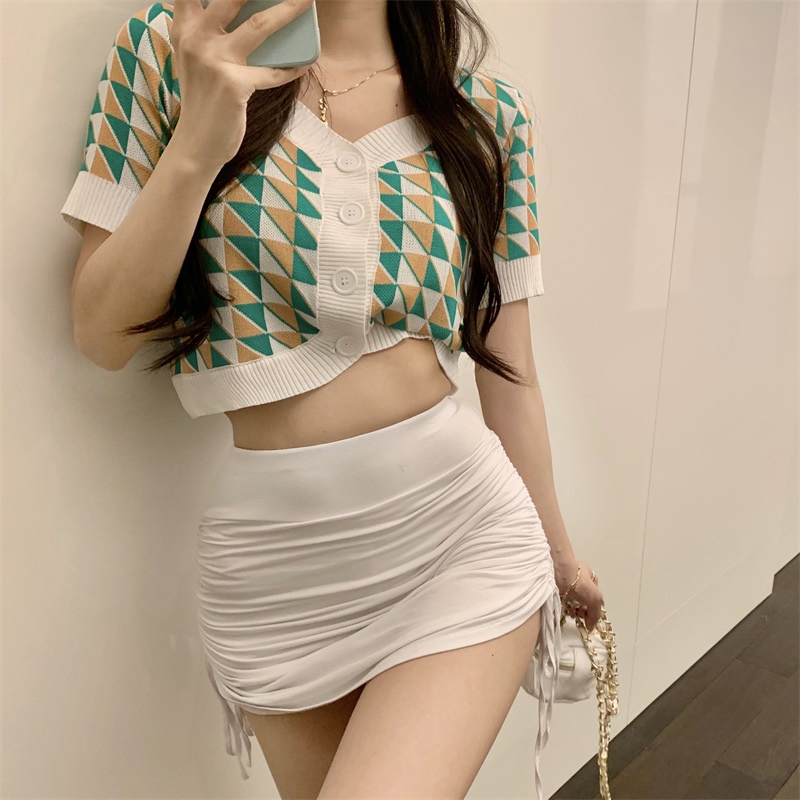 QKOOLE  Áo khoác cardigan dáng rộng có nút cài phong cách retro Hàn Quốc thời trang cho nữ