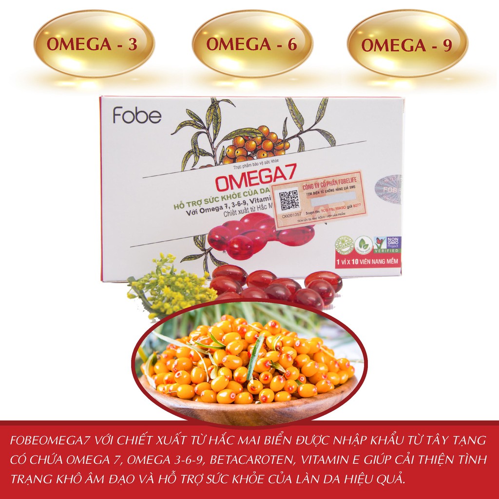Viên uống Omega7- Giảm Khô Âm Đạo, Dưỡng Ẩm, Làm Đẹp Da, Giảm Khô Mắt (Hộp 10 viên)- Đạt chuẩn GMP | Thế Giới Skin Care