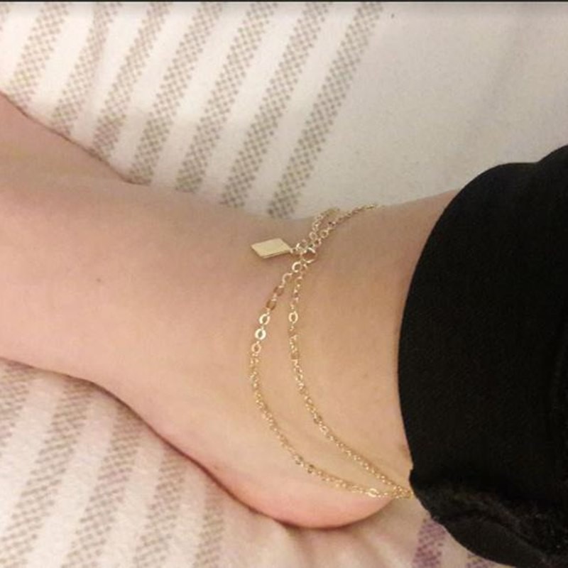 Lắc chân mạ màu vàng/ bạc mặt hình thoi dễ thương thời trang cho nữ