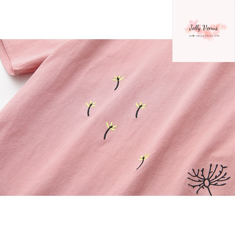 Áo phông chất đũi siêu xinh thêu hoa SP6