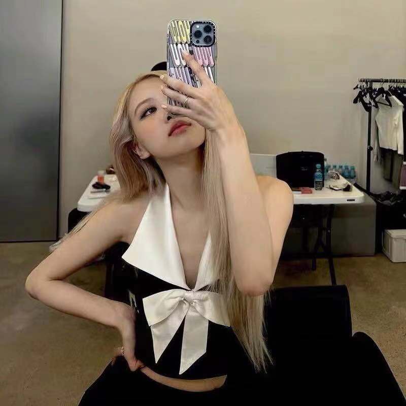Rose blackpink Nữ Bowknot Vest Top
