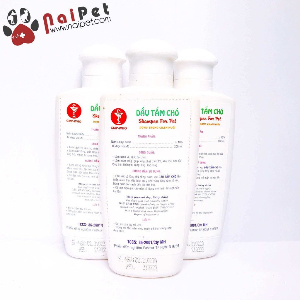 Sữa Tắm Dầu Tắm Chó Dưỡng Lông Khử Mùi Sạch Ve Bọ Chét Shampoo For Pet MH Chai 200ml