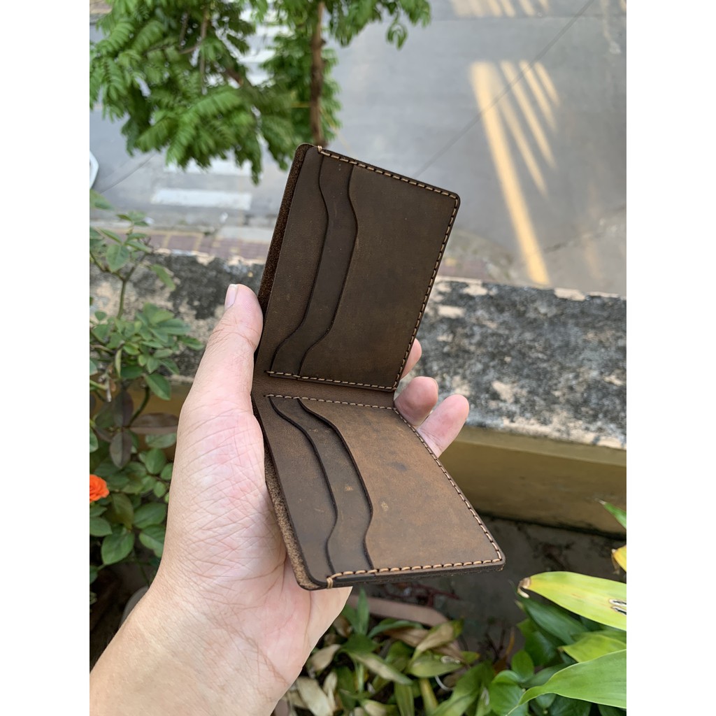Ví da bò sáp ngựa điên handmade